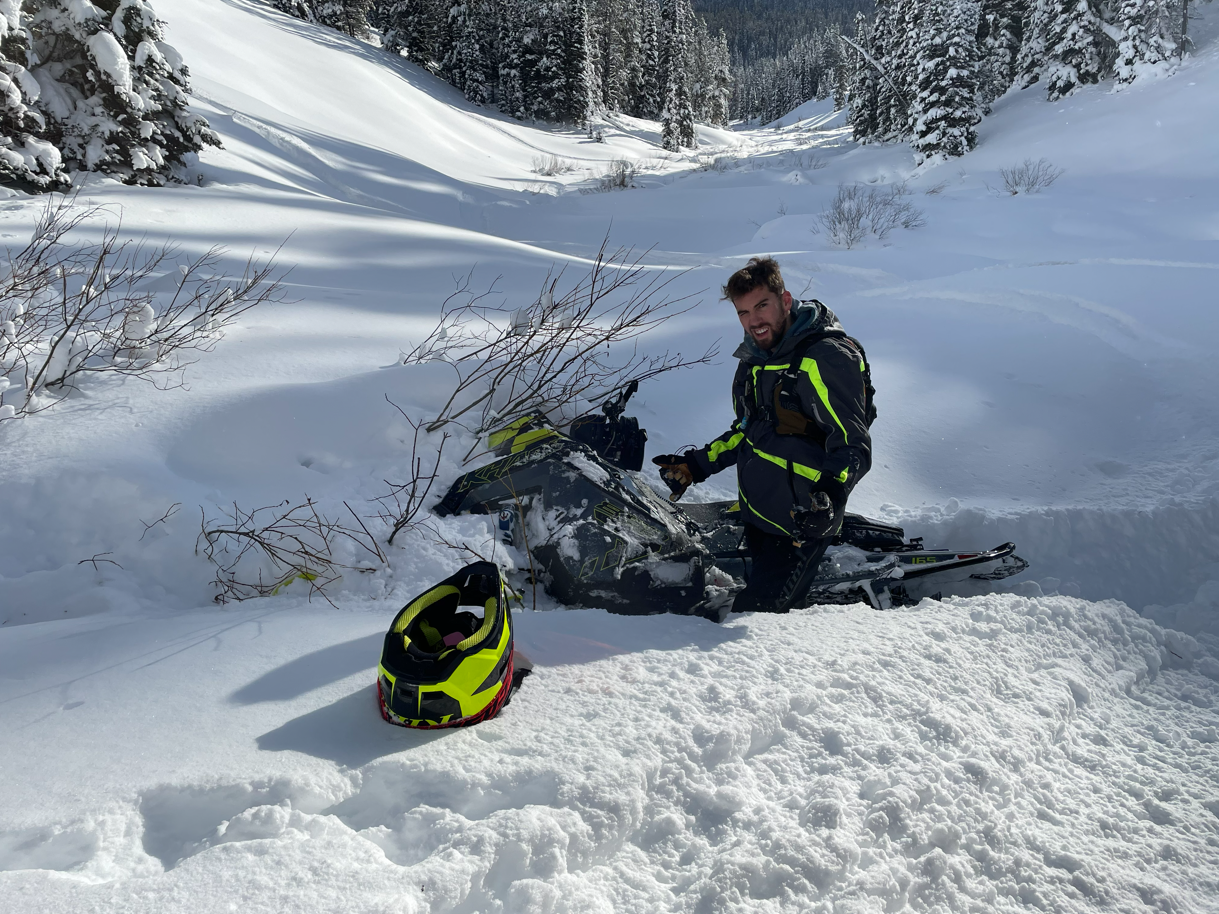 Snowmobiling in powder